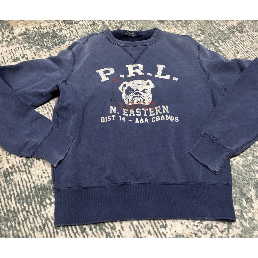 Polo Ralph Lauren Bulldog Sweatshirt P.R.L Size Medium N. Eastern Dist 14 Champs